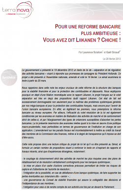 POUR UNE REFORME BANCAIRE PLUS AMBITIEUSE : VOUS AVEZ DIT LIIKANEN ? CHICHE !